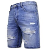 Enos  Ripped Denim Shorts For Men - 9051 - Blue