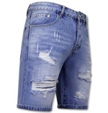 Enos  Ripped Denim Shorts For Men - 9051 - Blue