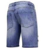 Enos  Ripped Denim Shorts For Men - 9051 - Blue