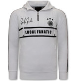 Local Fanatic Men's Training Sweater - Double Line Signed - White / Black