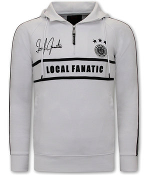 Local Fanatic Men's Training Sweater - Double Line Signed - White / Black