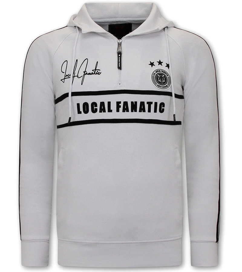 Local Fanatic Men's Training Sweater - Double Line Signed - White / Black