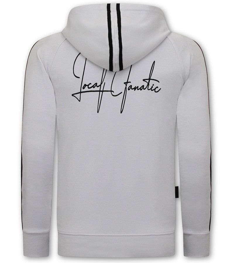 Local Fanatic Men's Training Sweater - Double Line Signed - White / Black