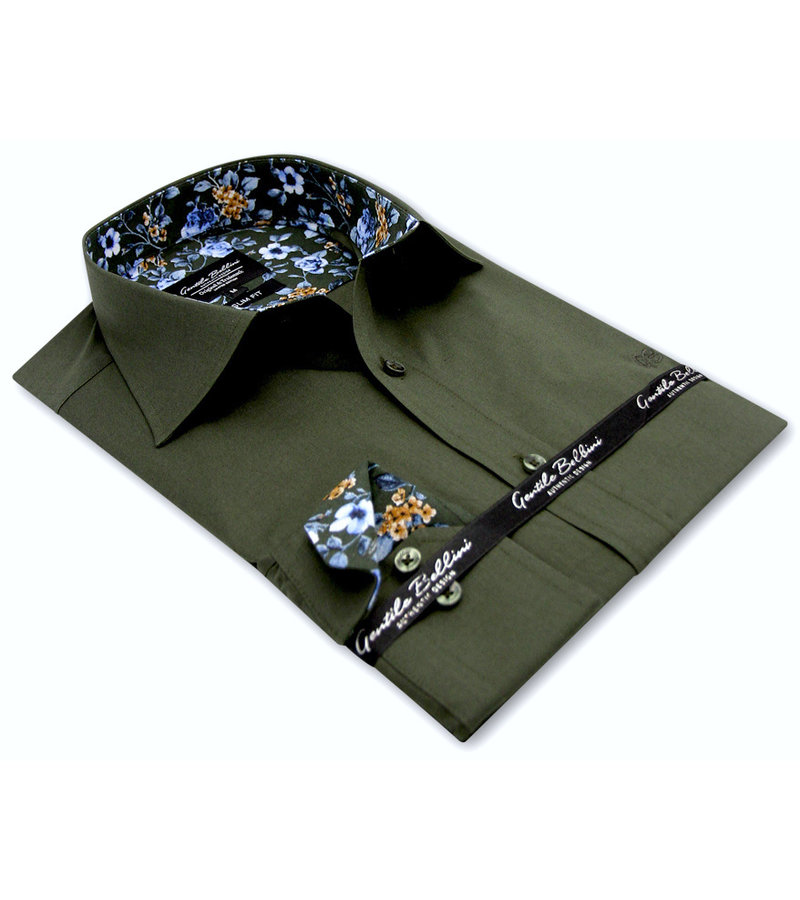 Gentile Bellini Long Sleeve Men's Dress Shirts Slim Fit - 3039NW - Green