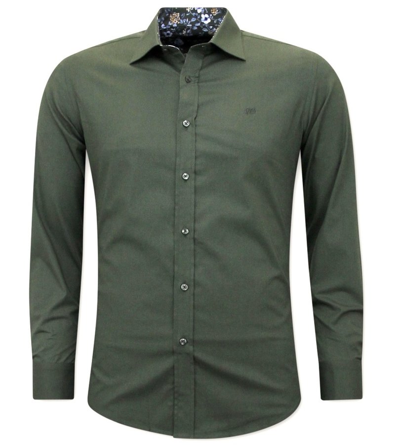 Gentile Bellini Long Sleeve Men's Dress Shirts Slim Fit - 3039NW - Green