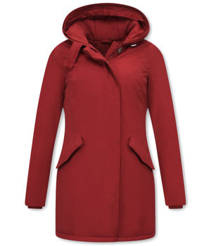 TheBrand Women's Long Winter Coats With Hood - 280 - Red