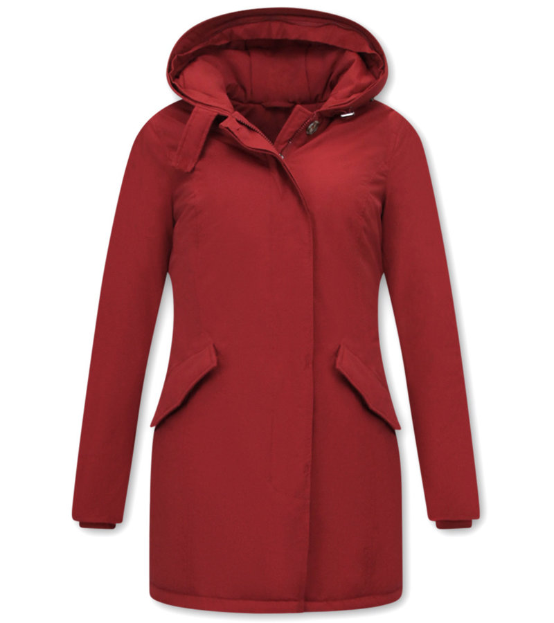 TheBrand Women's Long Winter Coats With Hood - 280 - Red