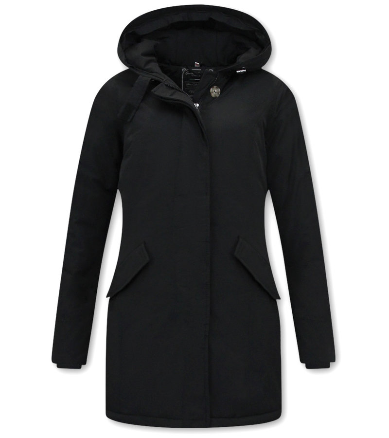 TheBrand Women's Long Winter Coats With Hood - 280 - Black