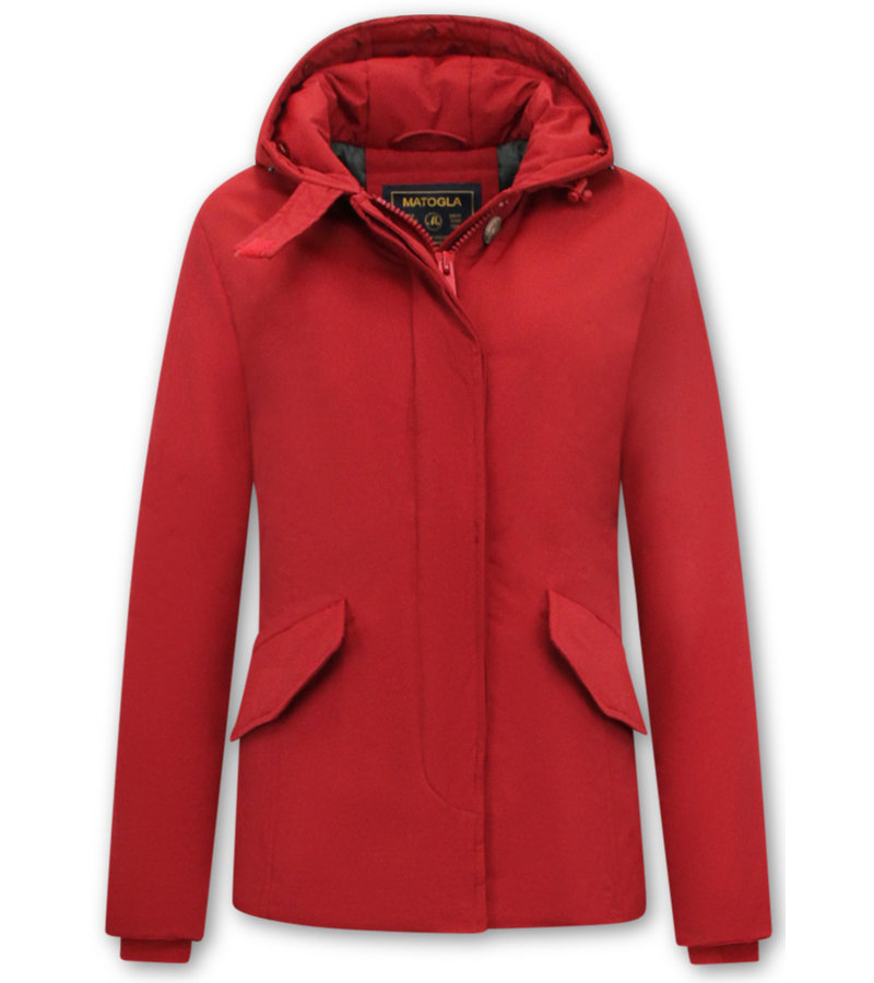 Matogla Women's Winter Jacket With Hoodie - 5897 - Red