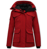 Matogla Womens Short Padded Jacket With Hood - 7603 - Red