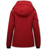 Matogla Womens Short Padded Jacket With Hood - 7603 - Red