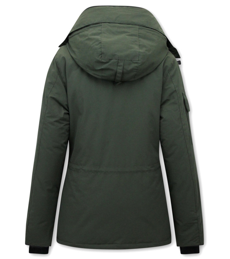 Matogla Womens Short Padded Jacket With Hood - 7603 - Green