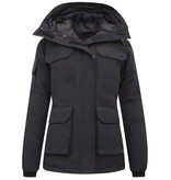 Matogla Womens Short Padded Jacket With Hood - 7603 - Black