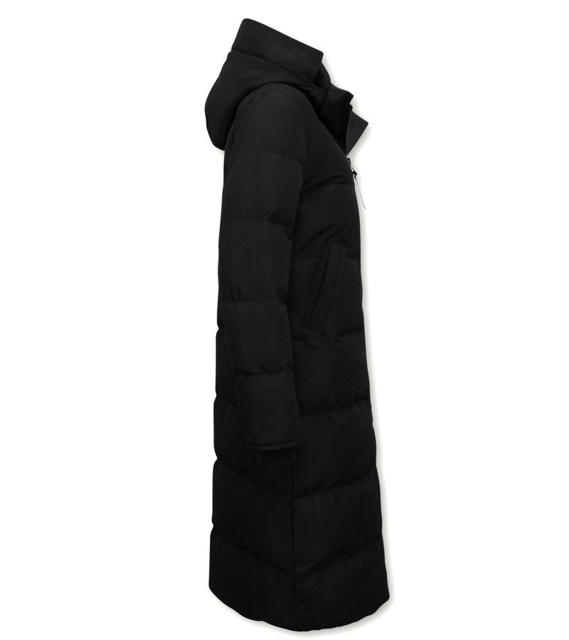 Matogla Womens Long Puffer Winter Jacket  - 8606 - Black