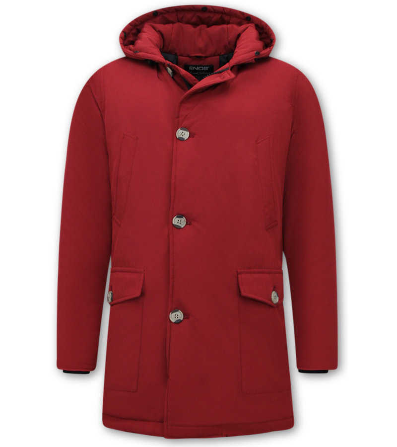 Enos Winter Jacket Men's Parka Quilted uk - 7101 - Red