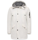 Enos White Winter Jacket Men Parka - 7105