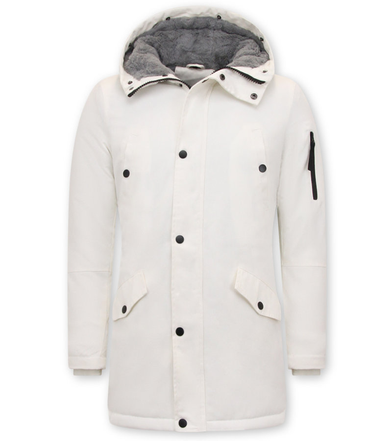 Enos White Winter Jacket Men Parka - 7105
