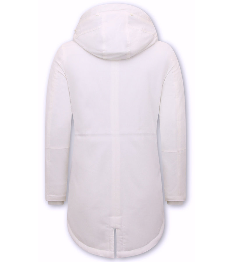 Enos White Winter Jacket Men Parka - 7105