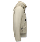 Just Key Short Men's Winter Jacket with Hood - 1771 - Beige