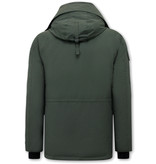 Beluomo Men's Half-Length Winter Jacket with Hood - 7503 - Green