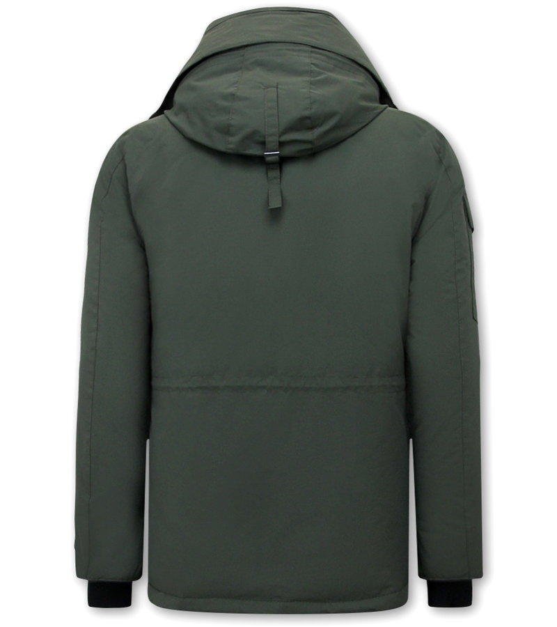 Beluomo Men's Half-Length Winter Jacket with Hood - 7503 - Green