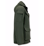 Beluomo Men's Half-Length Winter Jacket with Hood - 7503 - Green