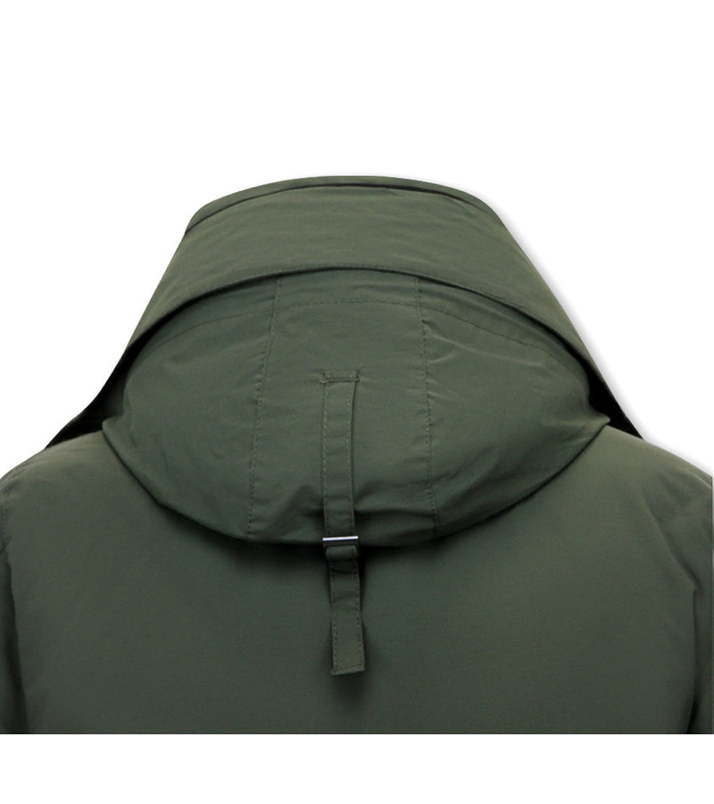 Beluomo Men's Half-Length Winter Jacket with Hood - 7503 - Green