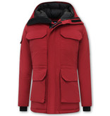 Beluomo Medium-length Men's Winter Jacket with Hood -7503 - Red