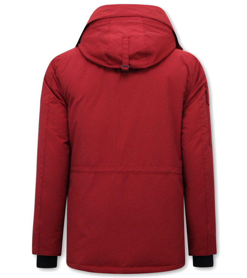 Beluomo Medium-length Men's Winter Jacket with Hood -7503 - Red