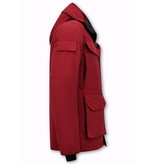 Beluomo Medium-length Men's Winter Jacket with Hood -7503 - Red