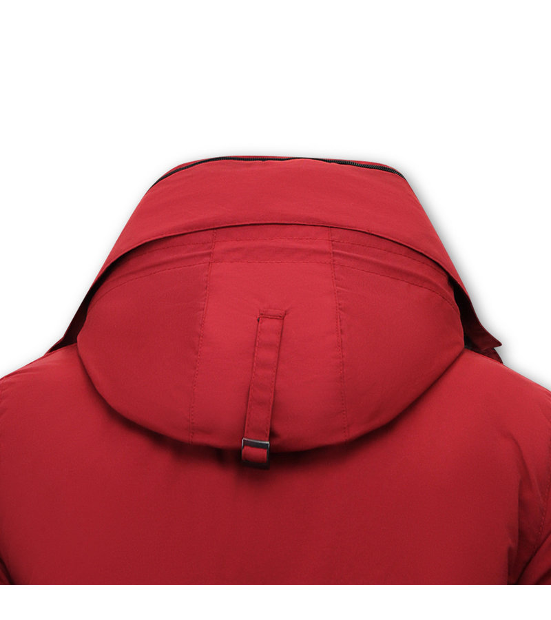 Beluomo Medium-length Men's Winter Jacket with Hood -7503 - Red