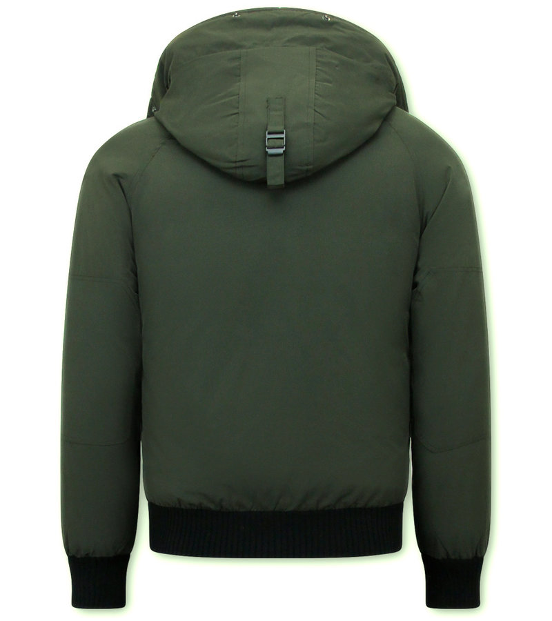 Enos Short  Men's Winter Jacket with Hood - 8821 - Green