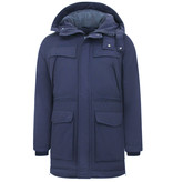 Enos Long Winter Coats Men with Hood - 891 - Blue