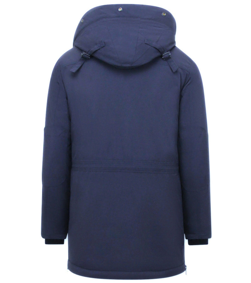 Enos Long Winter Coats Men with Hood - 891 - Blue