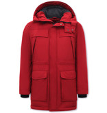 Enos Long Men's Parka Jacket with Hood - 891 - Red