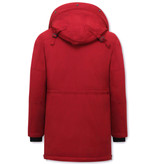 Enos Long Men's Parka Jacket with Hood - 891 - Red