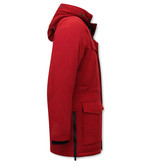 Enos Long Men's Parka Jacket with Hood - 891 - Red