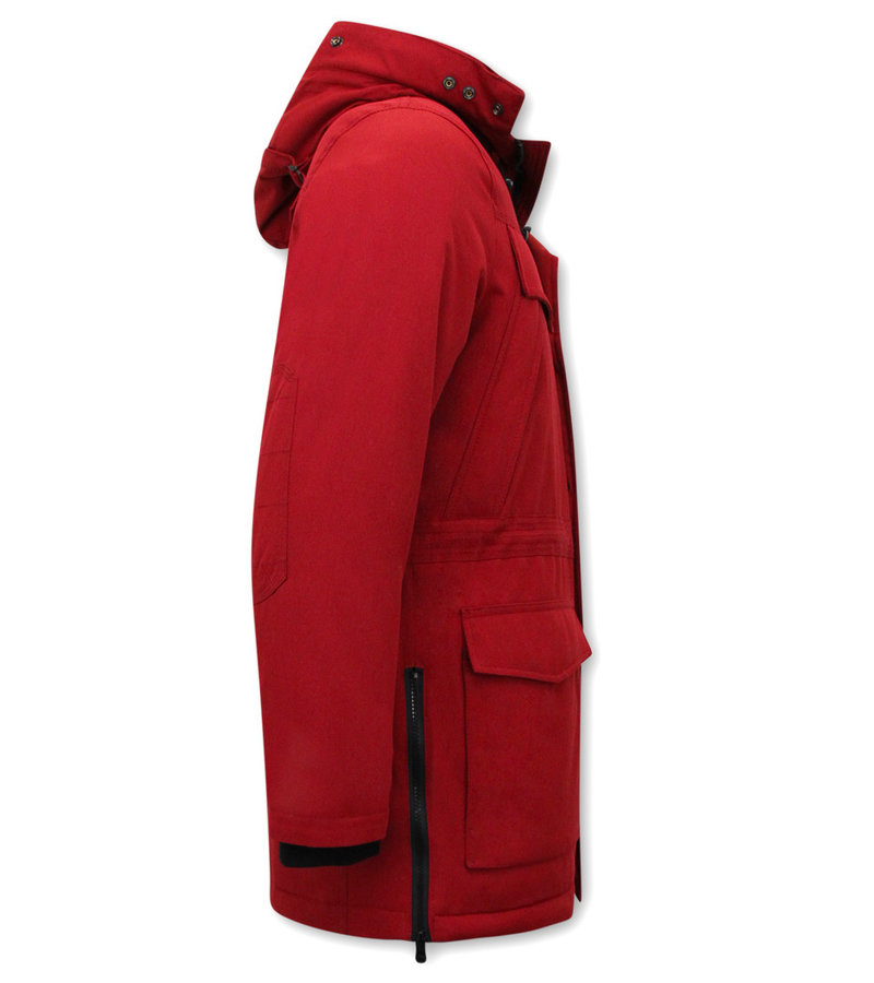 Enos Long Men's Parka Jacket with Hood - 891 - Red