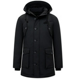 Tony Backer Padded Long Coat with Hood - 8202 - Black