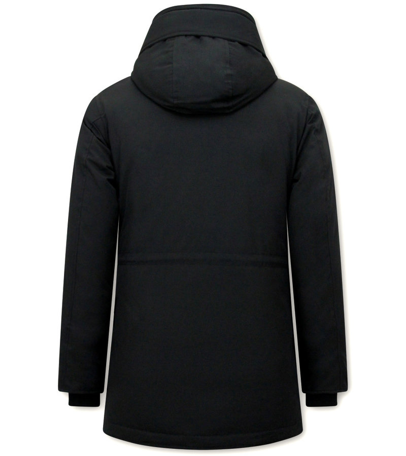 Tony Backer Padded Long Coat with Hood - 8202 - Black