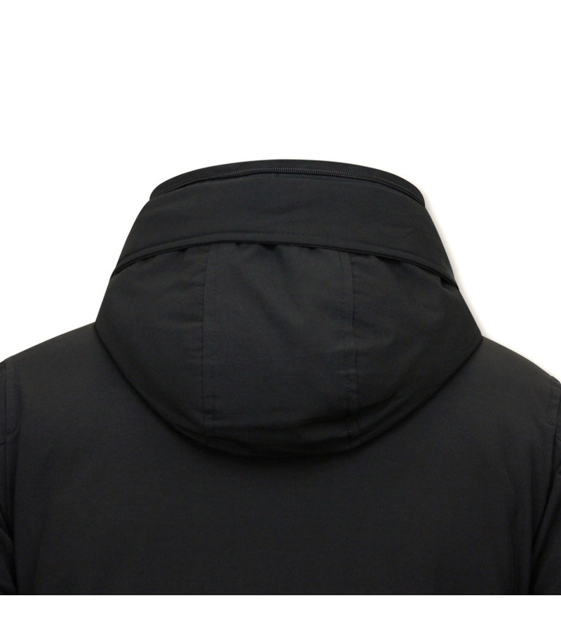 Tony Backer Padded Long Coat with Hood - 8202 - Black