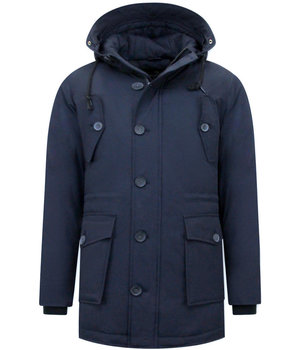 Tony Backer Men's Padded Jacket with Hood - 8202 - Blue