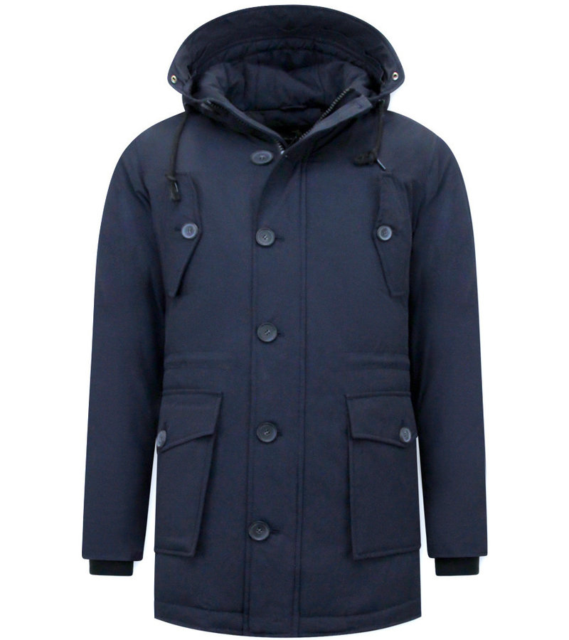 Tony Backer Men's Padded Jacket with Hood - 8202 - Blue