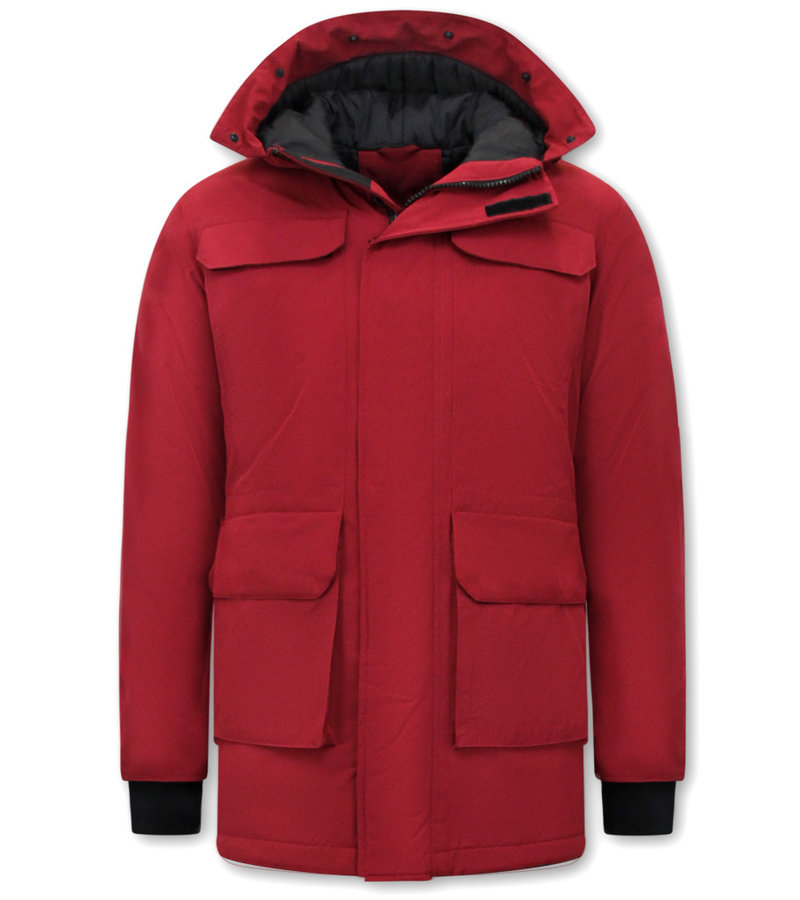 Enos Men's Parka Long Winter Coat - 7169 - Red