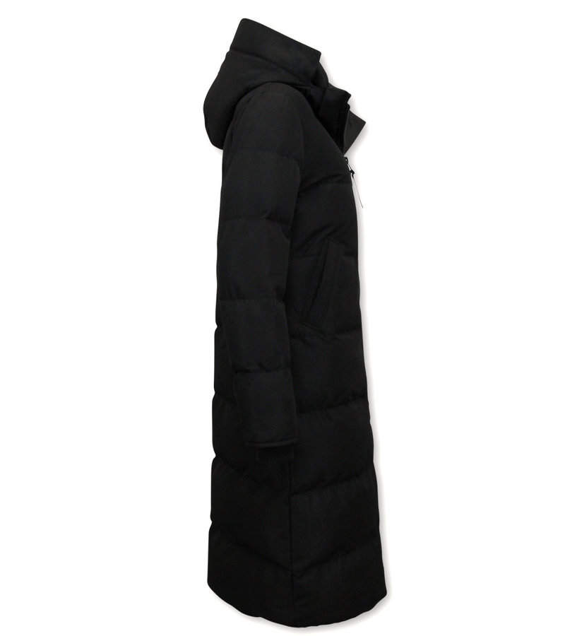 Matogla Women's Puffer Jacket Long Fitted - 8606 - Black