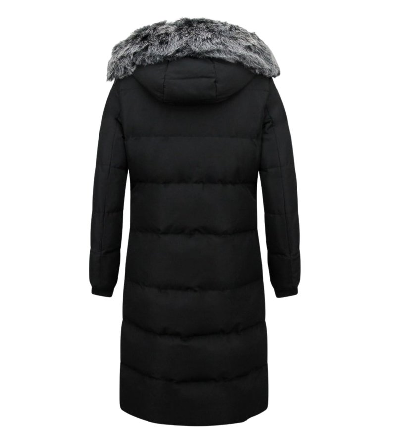 Matogla Puffer Jacket Women's Long with Hood - Black