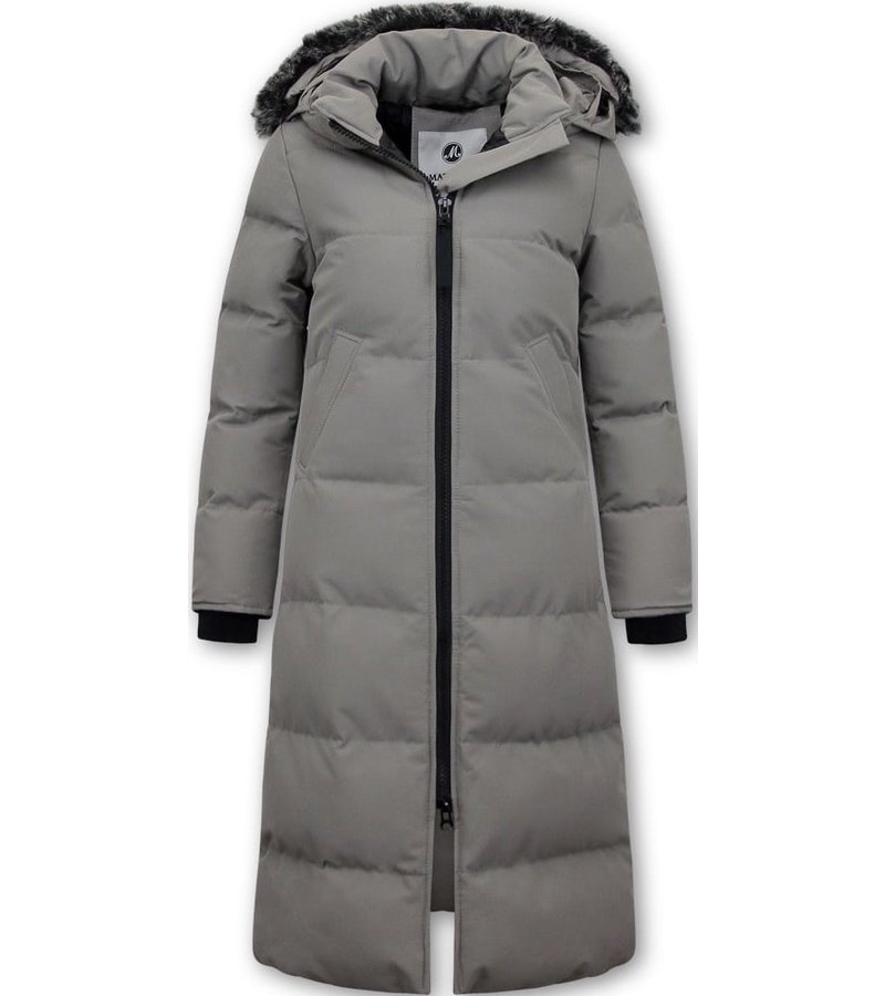 Matogla Long Women's Puffer Jackets With Hood - Grey