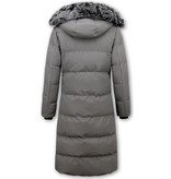 Matogla Long Women's Puffer Jackets With Hood - Grey