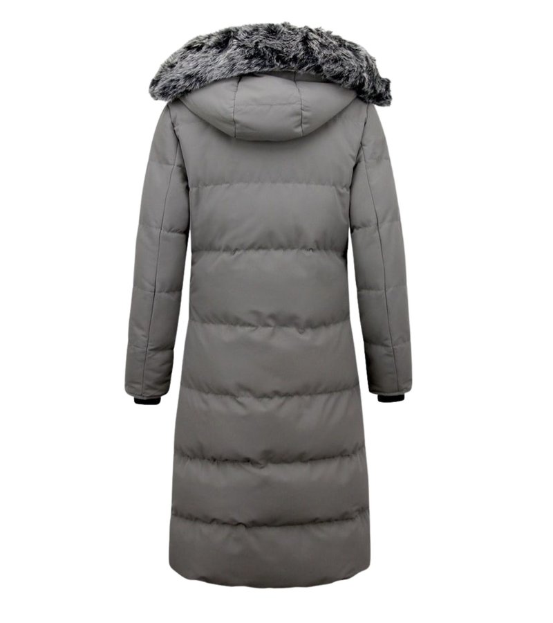 Matogla Long Women's Puffer Jackets With Hood - Grey