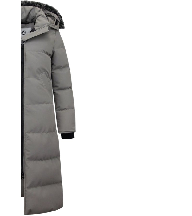 Matogla Long Women's Puffer Jackets With Hood - Grey